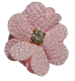 Stoffen bloem 25mm lichtroze met steentje