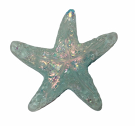 Flatback: Glitter zeester zachtblauw 25x24 mm
