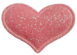 Glitter hartje 35x30mm roze