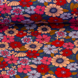 Tricot: Jona blauw gebloemd (Swafing), per 25 cm