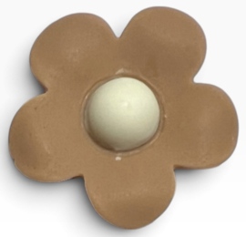 Flatback bloemetje 21 mm bruin-crème