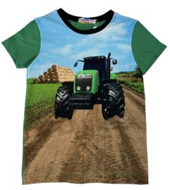 Shirt: race traktor groen 104-146