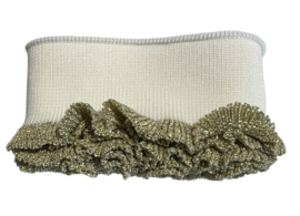 Cuff/ boordje wit/goud met ruche 100x4 cm