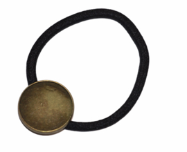 Haarelastiek zwart met setting bronskleur 20 mm, per stuk