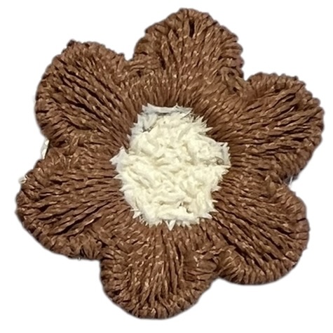 Bloemetje 18mm geborduurd bruin/lichtbeige