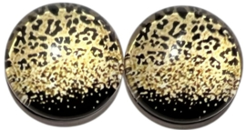 12 mm glas cabochon bubbel panter, per 2 stuks
