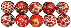 Glas cabochons 12 mm roosjes: 10 stuks
