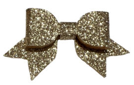 Applicatie strik glitter 29 x55mm, goud