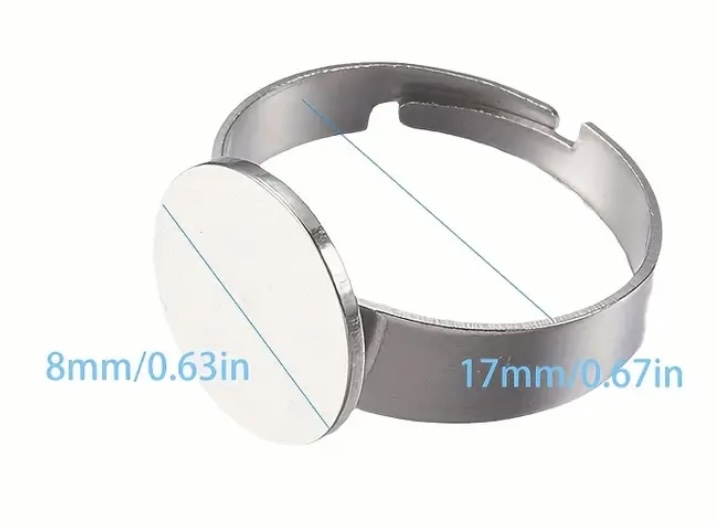 Verstelbare  ring 17mm RVS met plakvlak 8mm