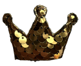 Applicatie kroon met pailletten 55x38mm goud