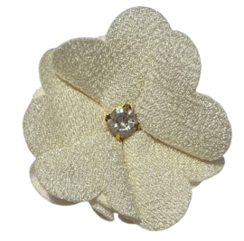 Stoffen bloem 4,5 cm crème met bling bling steentje