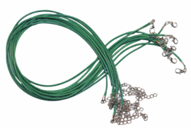 Ketting gewaxt koord groen 2mm dik, 45-50 cm met sluiting, per stuk