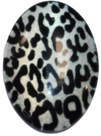 Glas cabochon dierenprint zwart wit 18 x 25 mm