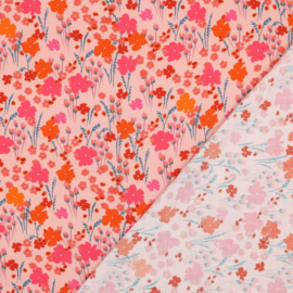Viscose: Lenzing Ecovero digital flowers peach, per 25 cm