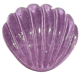 Flatback schelp lila met glittertje 20x19mm
