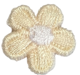 Bloemetje 17mm geborduurd zacht lichtgeel/ wit