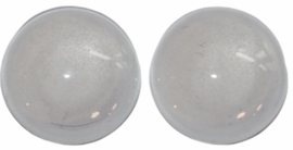 Glas flatback cabochon 12 mm wit per 2 stuks