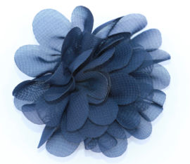 Stoffen bloem +/- 7 cm marineblauw