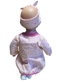 Setje: ballonjurk lichtroze gestipt met haarbandje My little baby born