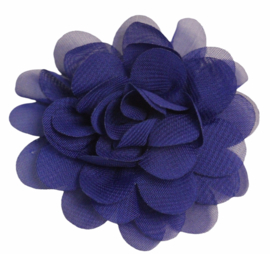 Stoffen bloem +/- 7 cm kobaltblauw