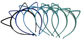 Kattenoortjes haarband zwart-blauw-groen