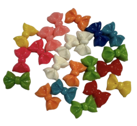 Strikjes flatback 10x14mm diverse kleuren, 20 stuks