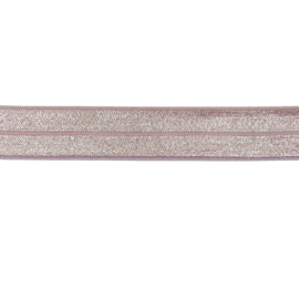 Elastisch biaisband/vouwtres poederroze shiny/mat 20 mm per 0,5 meter