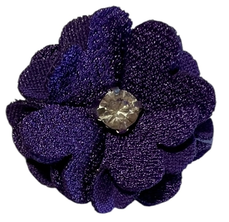 Stoffen bloem 35 mm paars met bling-bling