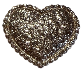Hartje glitters 22x25 mm  lichtgoud met kartelrandje