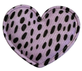 Applicatie hart lila/zwart 34x30 mm