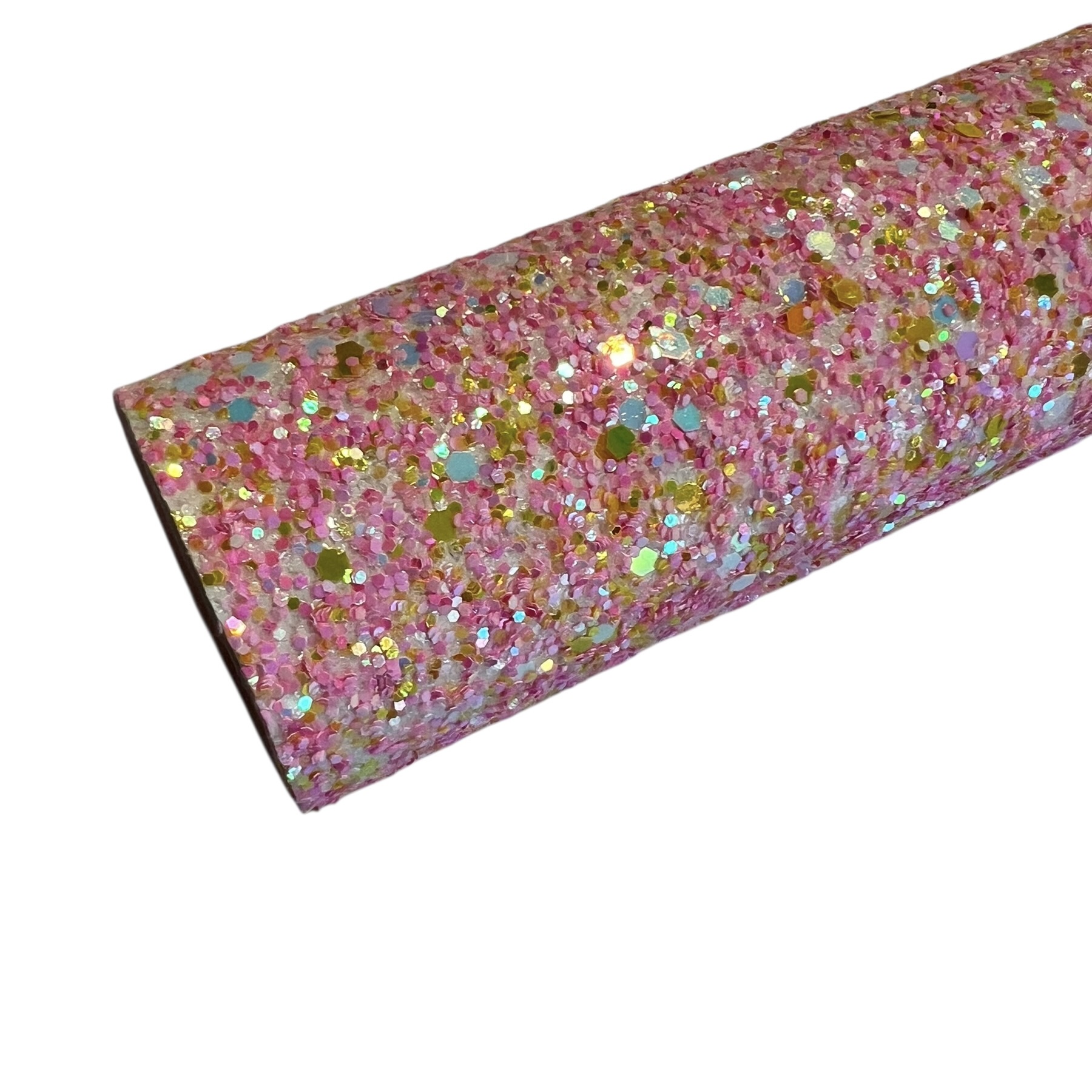 PU leer A4 lapje; glitter knalroze/geel/blauw