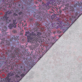 Poplin: flowers lavender, per 25 cm