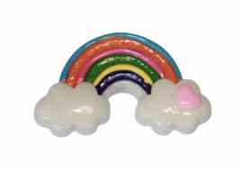 Flatback regenboogje met wolkjes 18x30 mm