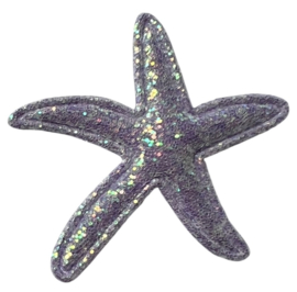 Zeester lila met glittertjes 40x35 mm