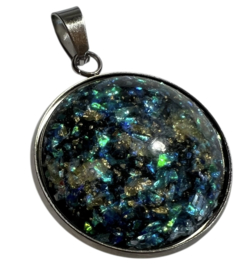 Cabochon zwart/goud/groen/blauw 25 mm
