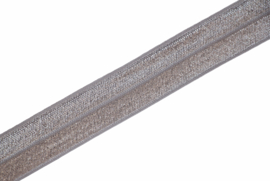 Elastisch biaisband/vouwtres zilver shiny/mat 20 mm per 0,5 meter