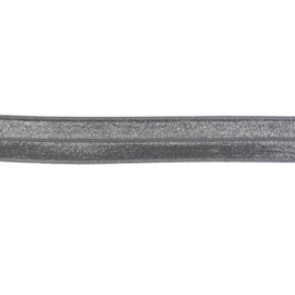 Elastisch biaisband/vouwtres zilver shiny/mat 20 mm per 0,5 meter