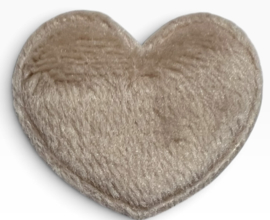 Pluche hart applicatie 25x30 mm lichtbeige