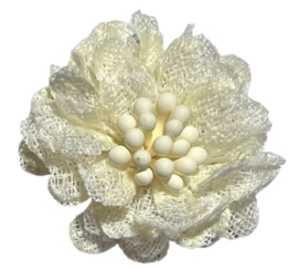 Stoffen bloem 30mm vanille