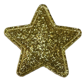 Applicatie glitter gouden ster 34 mm