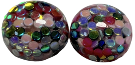 Cabochon shiny confetti 10 mm, per 2 stuks