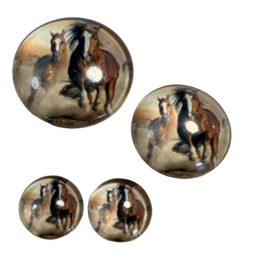 Glascabochon 20mm paarden in galop