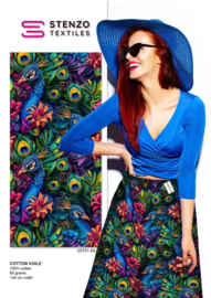 Cotton voile: multi color peacock (Stenzo), per 25 cm