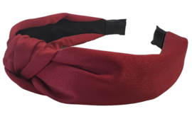 Haarband satijn stof met knoop: rood