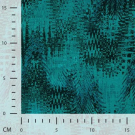 Satijn print (Viscose): Zig-zag petrol, per 25 cm