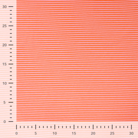 Katoen tricot: streepjes oranje-roze, per 25 cm
