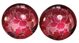 12 mm glascabochon bloem roze, per 2 stuks
