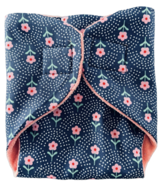 Luiertje babyborn donkerblauw met roze bloemetjes