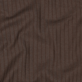 Rib jersey brede ribbel bruin, per 25 cm