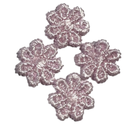 Kanten bloemetje roze 15mm, per 4